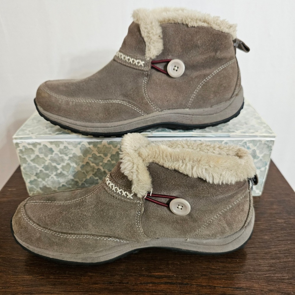 Easy Spirit Essleighride Taupe Suede Faux Fur Lined Ankle Boots Womens 9.5 M - Picture 4 of 8
